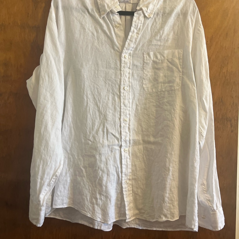 Brooks Brothers White Casual Button Down Shirt Regent Fit 100% Linen